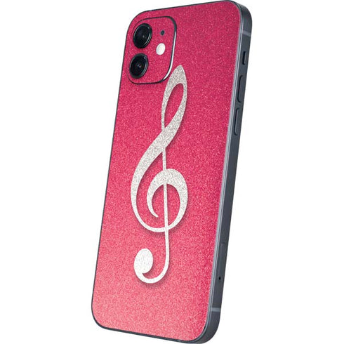 Pink Glitter Music Note iPhone 12 Mini Skin