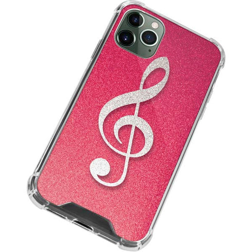 Pink Glitter Music Note iPhone 12 Pro Clear Case