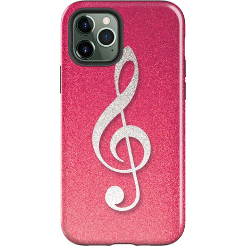 Pink Glitter Music Note iPhone 12 Pro Impact Case