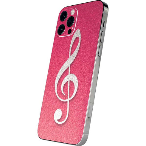 Pink Glitter Music Note iPhone 12 Pro Skin