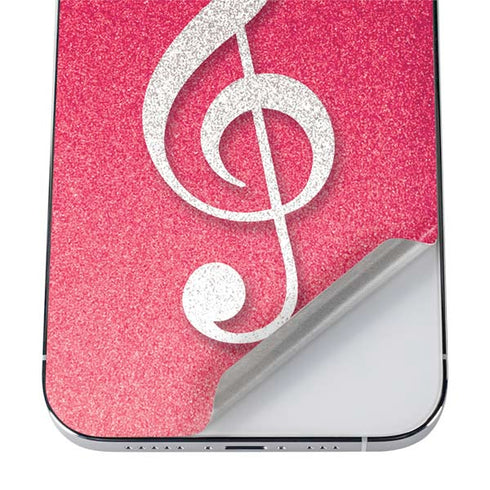 Pink Glitter Music Note iPhone 12 Pro Skin