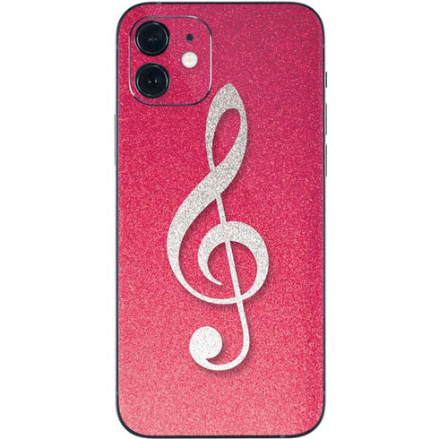 Pink Glitter Music Note iPhone 12 Skin