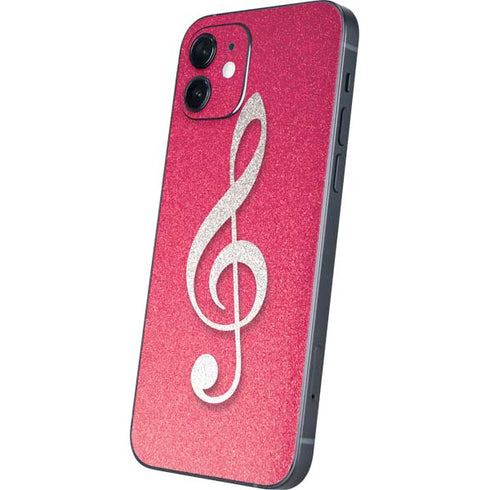 Pink Glitter Music Note iPhone 12 Skin