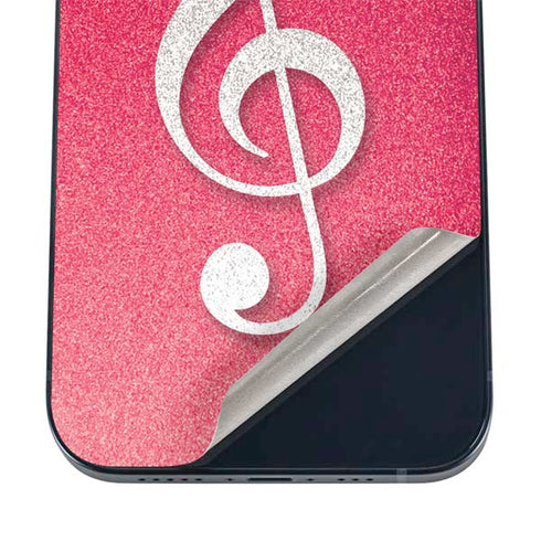 Pink Glitter Music Note iPhone 12 Skin