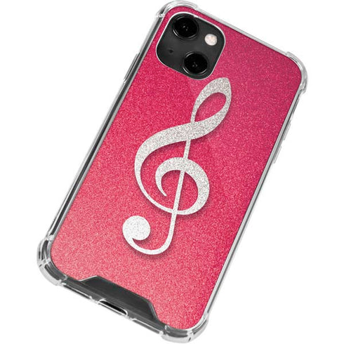 Pink Glitter Music Note iPhone 13 Clear Case