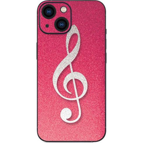 Pink Glitter Music Note iPhone 13 Mini Skin