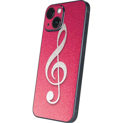 Pink Glitter Music Note iPhone 13 Mini Skin