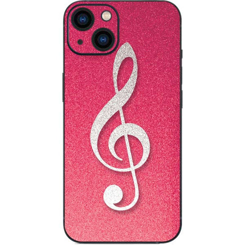 Pink Glitter Music Note iPhone 13 Skin