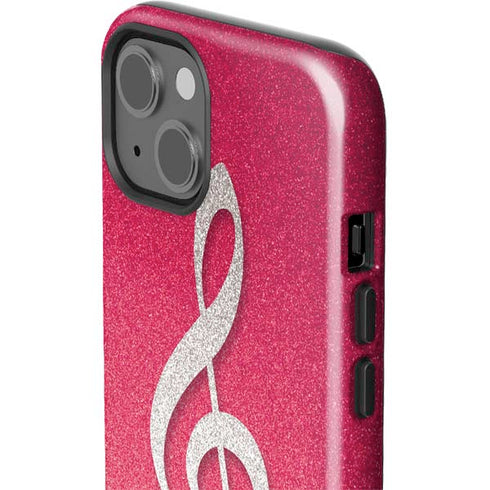 Pink Glitter Music Note iPhone 15 Plus Impact Case