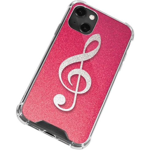 Pink Glitter Music Note iPhone 14 Plus Clear Case
