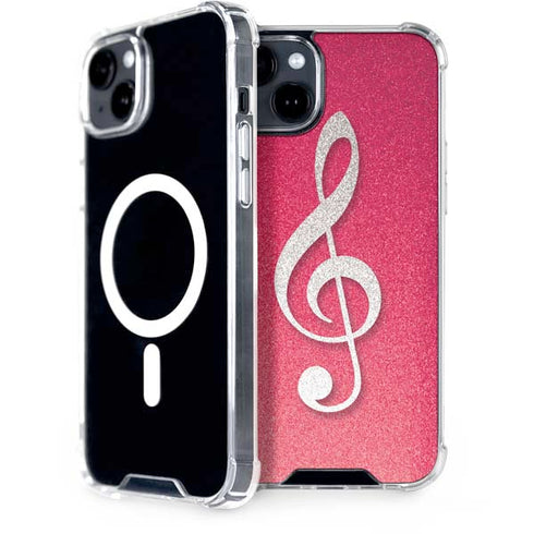 Pink Glitter Music Note iPhone 15 Plus MagSafe Case