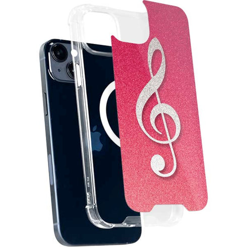 Pink Glitter Music Note iPhone 14 Plus MagSafe Case
