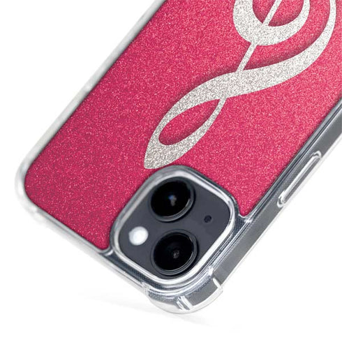Pink Glitter Music Note iPhone 15 Plus MagSafe Case