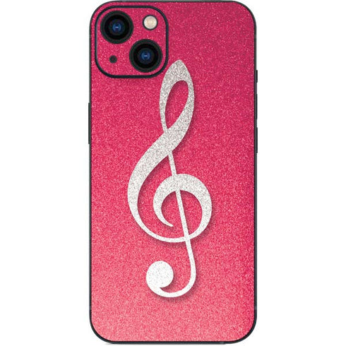 Pink Glitter Music Note iPhone 15 Plus Skin