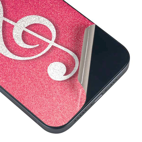 Pink Glitter Music Note iPhone 14 Plus Skin