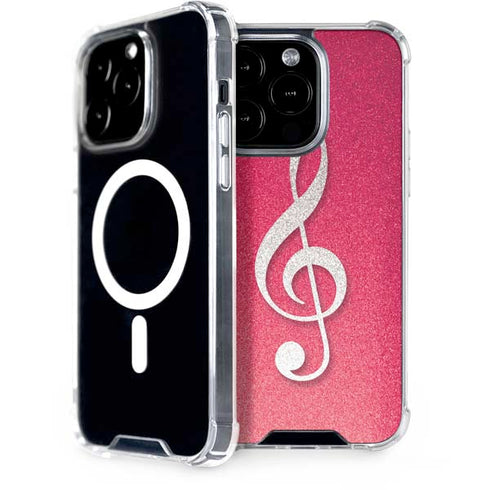Pink Glitter Music Note iPhone 15 Pro MagSafe Case