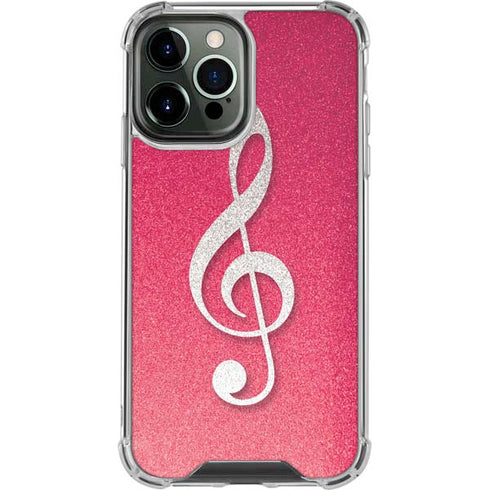 Pink Glitter Music Note iPhone 15 Pro Max Clear Case