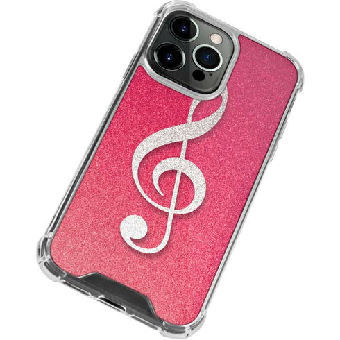 Pink Glitter Music Note iPhone 15 Pro Max Clear Case