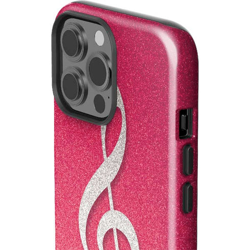 Pink Glitter Music Note iPhone 15 Pro Max Impact Case