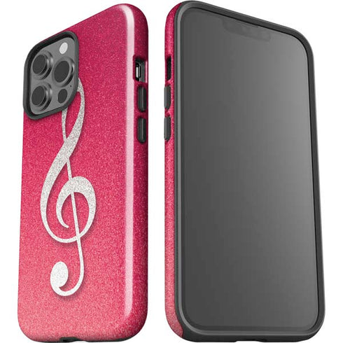 Pink Glitter Music Note iPhone 14 Pro Max Impact Case