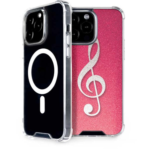 Pink Glitter Music Note iPhone 14 Pro Max MagSafe Case