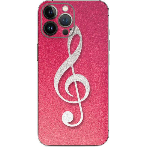 Pink Glitter Music Note iPhone 14 Pro Max Skin