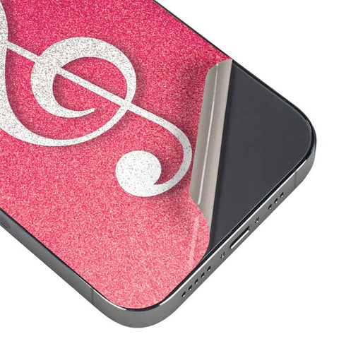 Pink Glitter Music Note iPhone 14 Pro Max Skin