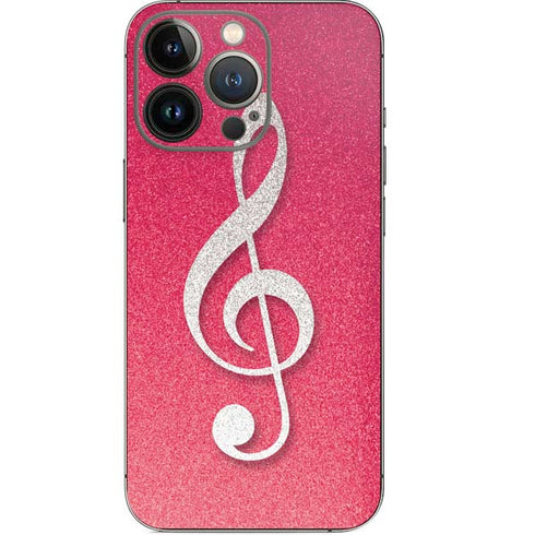Pink Glitter Music Note iPhone 14 Pro Skin