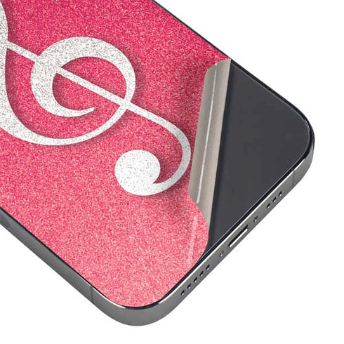Pink Glitter Music Note iPhone 14 Pro Skin