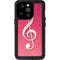 Pink Glitter Music Note iPhone 14 Pro Waterproof Case