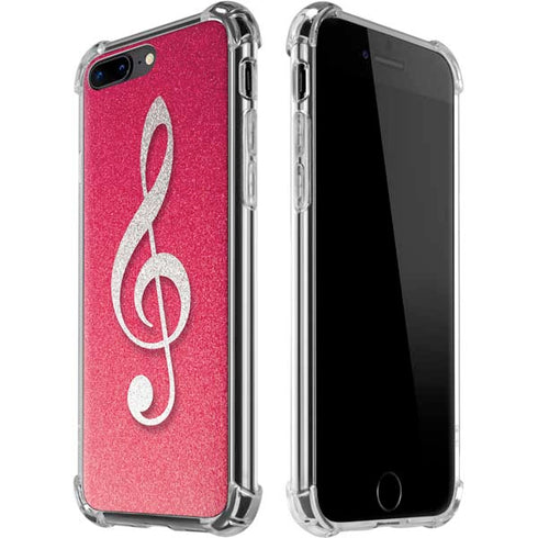 Pink Glitter Music Note iPhone 7/8 Plus Clear Case