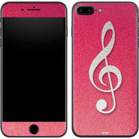 Pink Glitter Music Note iPhone 8 Plus Skin