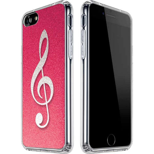 Pink Glitter Music Note iPhone SE (2nd & 3rd Gen) Clear Case