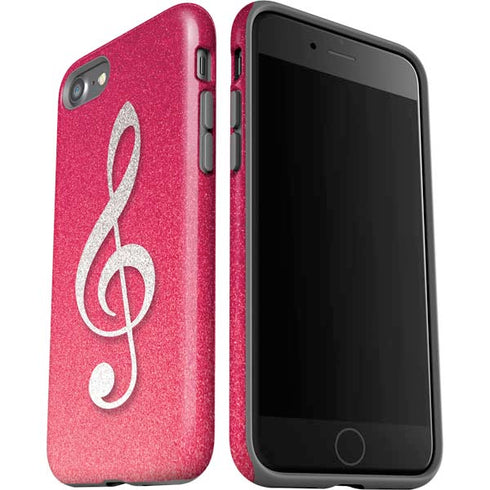 Pink Glitter Music Note iPhone SE (2nd & 3rd Gen) Pro Case