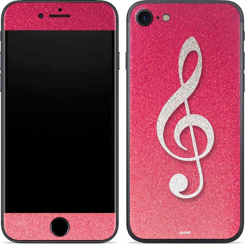 Pink Glitter Music Note iPhone SE (2nd & 3rd Gen) Skin