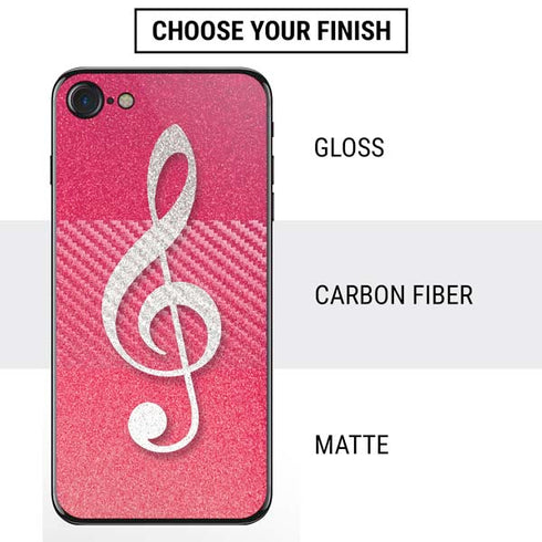 Pink Glitter Music Note iPhone SE (2nd & 3rd Gen) Skin