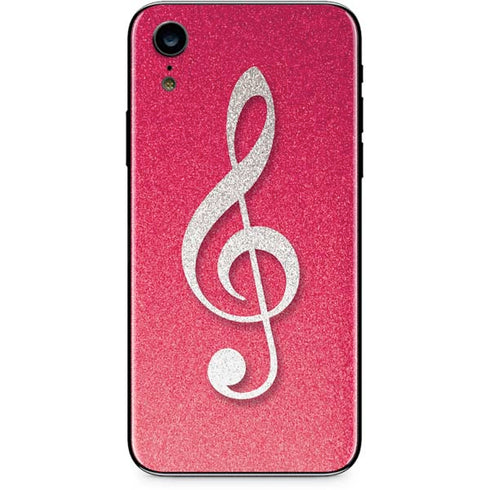 Pink Glitter Music Note iPhone XR Skin