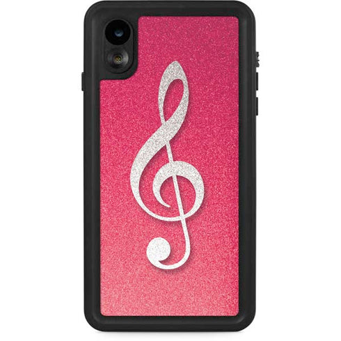 Pink Glitter Music Note iPhone XR Waterproof Case