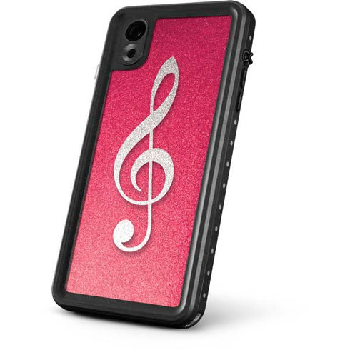 Pink Glitter Music Note iPhone XR Waterproof Case