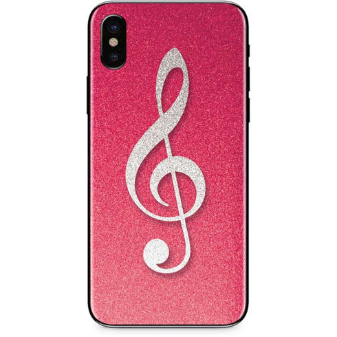 Pink Glitter Music Note iPhone XS Skin