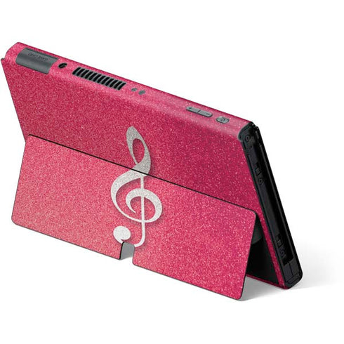 Pink Glitter Music Note Nintendo Switch OLED (2021) Skin
