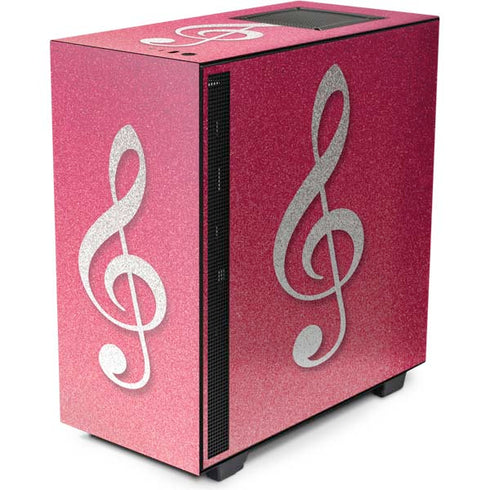 Pink Glitter Music Note NZXT H510 Compact ATX Mid-Tower Case Skin