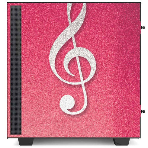 Pink Glitter Music Note NZXT H510 Compact ATX Mid-Tower Case Skin