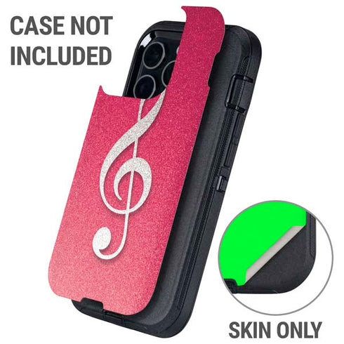Pink Glitter Music Note Otterbox Defender iPhone Skin
