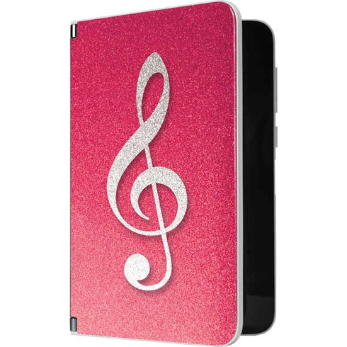Pink Glitter Music Note Surface Duo Skin