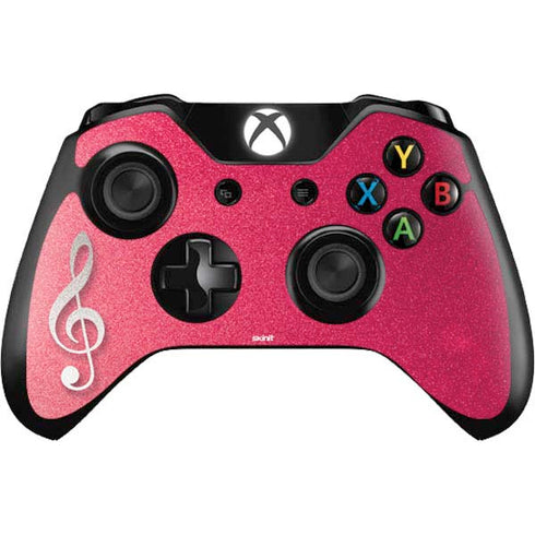 Pink Glitter Music Note Xbox One Controller Skin