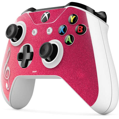 Pink Glitter Music Note Xbox One S Controller Skin