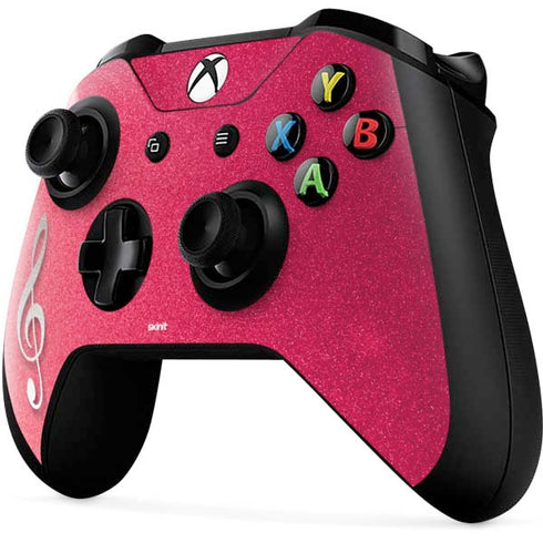 Pink Glitter Music Note Xbox One X Controller Skin