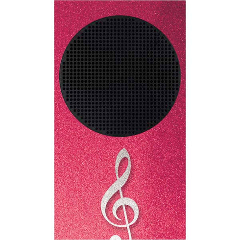 Pink Glitter Music Note Xbox Series S Console Skin