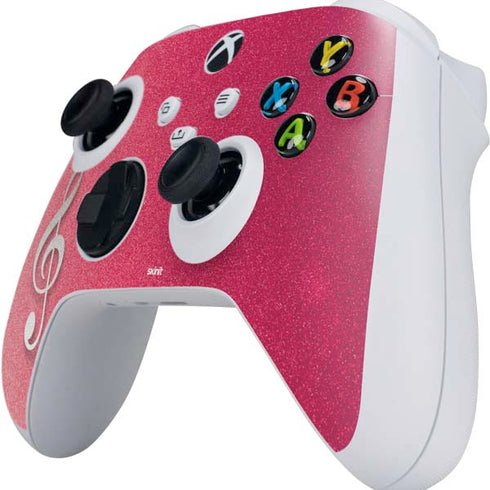 Pink Glitter Music Note Xbox Series S Controller Skin